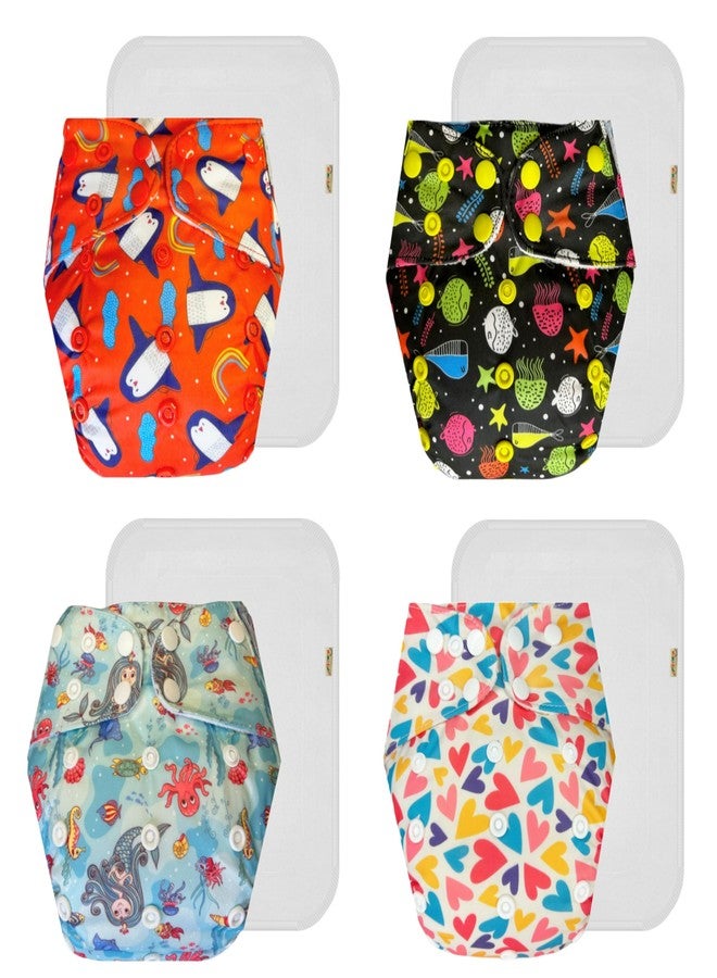 Dumbledo Premium Cloth Diaper with Cotton Insert (Pack of 4) | Snug Fit | Leakproof | Quick Dry | Perfect for Indian Summers | 3 Months - 3 Years | Unisex Baby - Image 1