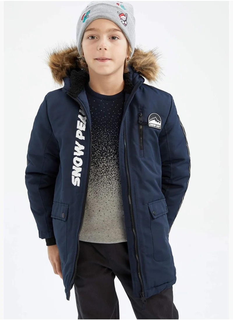 DeFacto Boy Hooded Long Sleeve Coat
