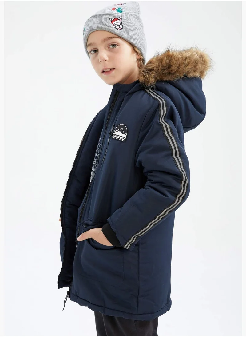 DeFacto Boy Hooded Long Sleeve Coat