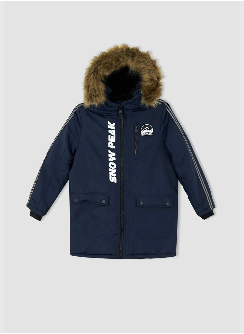 DeFacto Boy Hooded Long Sleeve Coat