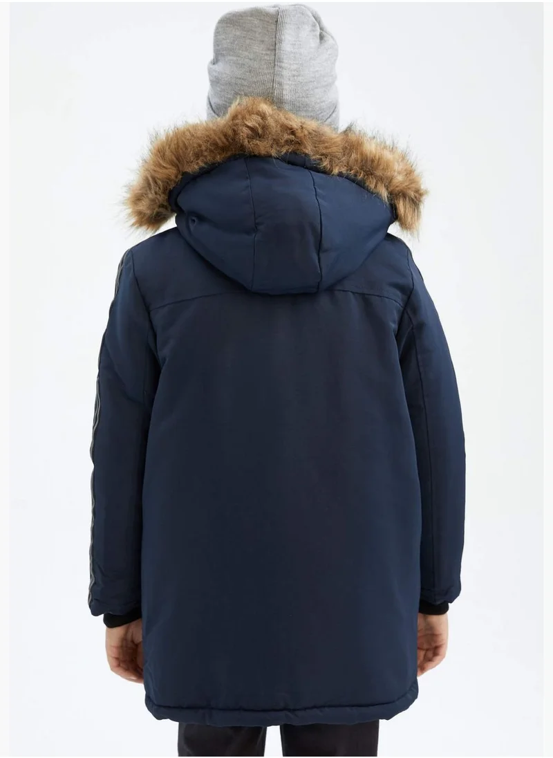 DeFacto Boy Hooded Long Sleeve Coat