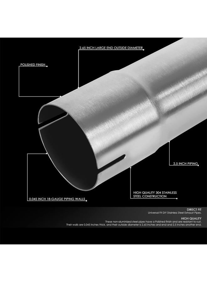 DNA MOTORING ZTL-PP-25-90-SS أنبوب انحناء بزاوية 90 درجة DIY مخصص لأنابيب العادم، 2.5" OD، فولاذ مقاوم للصدأ، ملائم عالميًا، تشطيب مصقول - Image 2