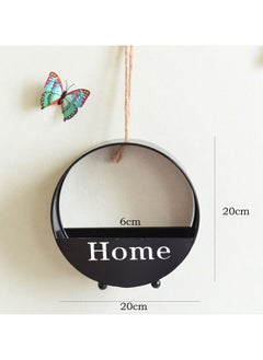 MEI HOME CENTER Round Wall Hanging Living Room Decoration Storage for Flower Hanging with Wrought Iron for Indoor and Outdoor Décor (20x6CM)  - Image 1