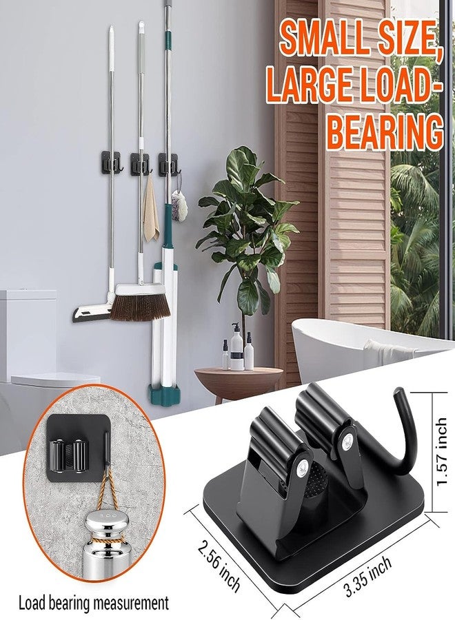 Enclave Stainless Steel Mop and Broom Holder Wall Mounted Adhesive Storage Solutions for Broom mop etc, Garage Storage Systems Broom Organizer. (1 RACK 1 HOOK/BLACK, PACK OF 6) - Image 3