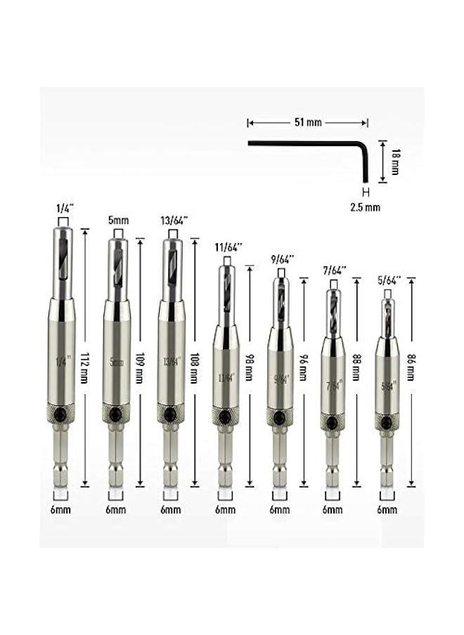 Arabest VIX Bits Self Centering Clic Change Door Hinge Drill Bit Set, 5/64, 7/64, 9/64, 11/65, 5mm, 13/64, 1/4  - Image 2