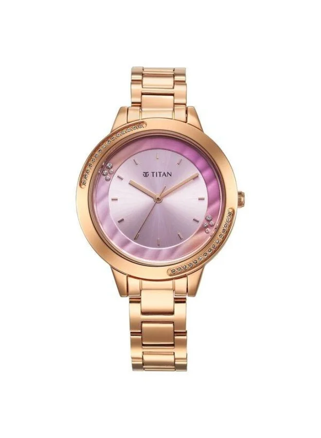 تيتان Razzle Dazzle Quartz Analog Pink Dial Rose Gold Stainless Steel Strap Watch for Women - 2764WM01