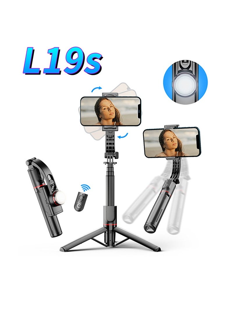 Generic - L19S Mobile Phone Gimbal Stabilizer, Three Axis Smart Phone Stabilizer, Anti Shake Durable Desktop Tripod, Lightweight Selfie Stick For Vlogging Video Recording, (1pc, Black, L19S With Fill Light) - Image 1