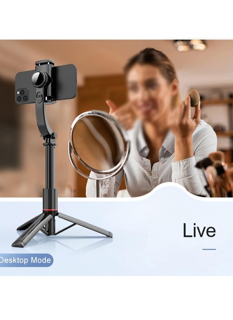 Generic - L19S Mobile Phone Gimbal Stabilizer, Three Axis Smart Phone Stabilizer, Anti Shake Durable Desktop Tripod, Lightweight Selfie Stick For Vlogging Video Recording, (1pc, Black, L19S With Fill Light) - Image 1