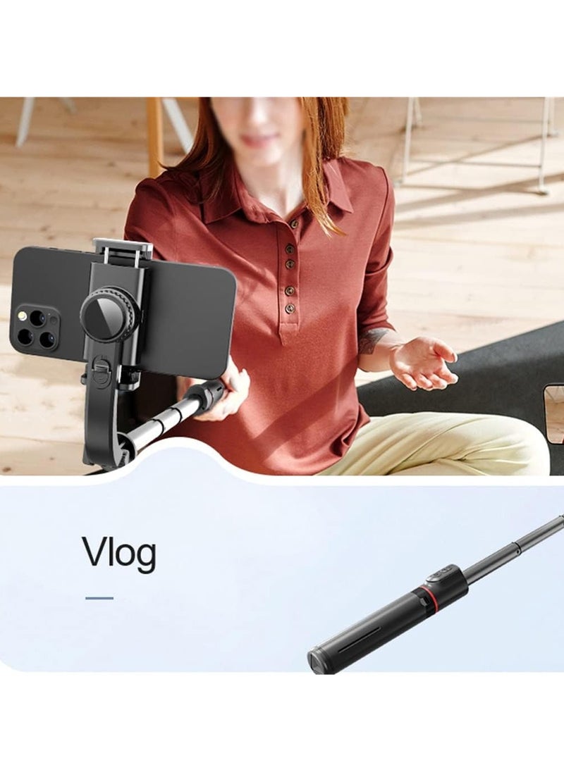 Generic - L19S Mobile Phone Gimbal Stabilizer, Three Axis Smart Phone Stabilizer, Anti Shake Durable Desktop Tripod, Lightweight Selfie Stick For Vlogging Video Recording, (1pc, Black, L19S With Fill Light) - Image 1