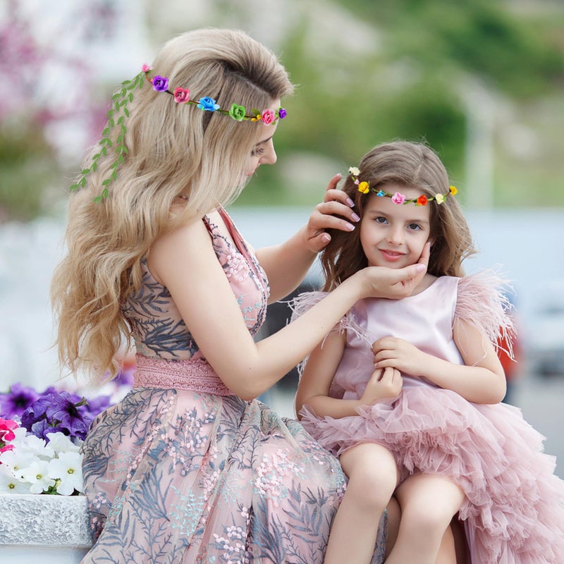 HONLYNE 24 PCS Assorted Colored Flower Crown, Garland Multicolor Headbands, Wreath Headband Floral Headpiece Party Festivals Hair Accessories for Wedding Vacation Fairy Party Photoshoot Decor - Image 2