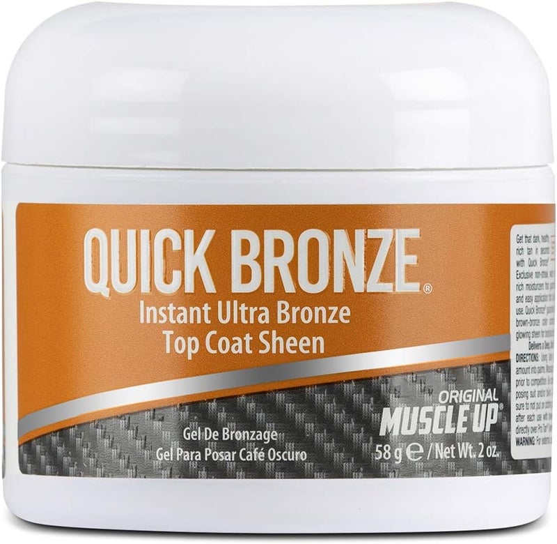 Pro Tan Quick Bronze Top Coat Sheen Dark Brown Posing Gel Instant Color Streak Free Dries Quickly Water Resistant 2 oz