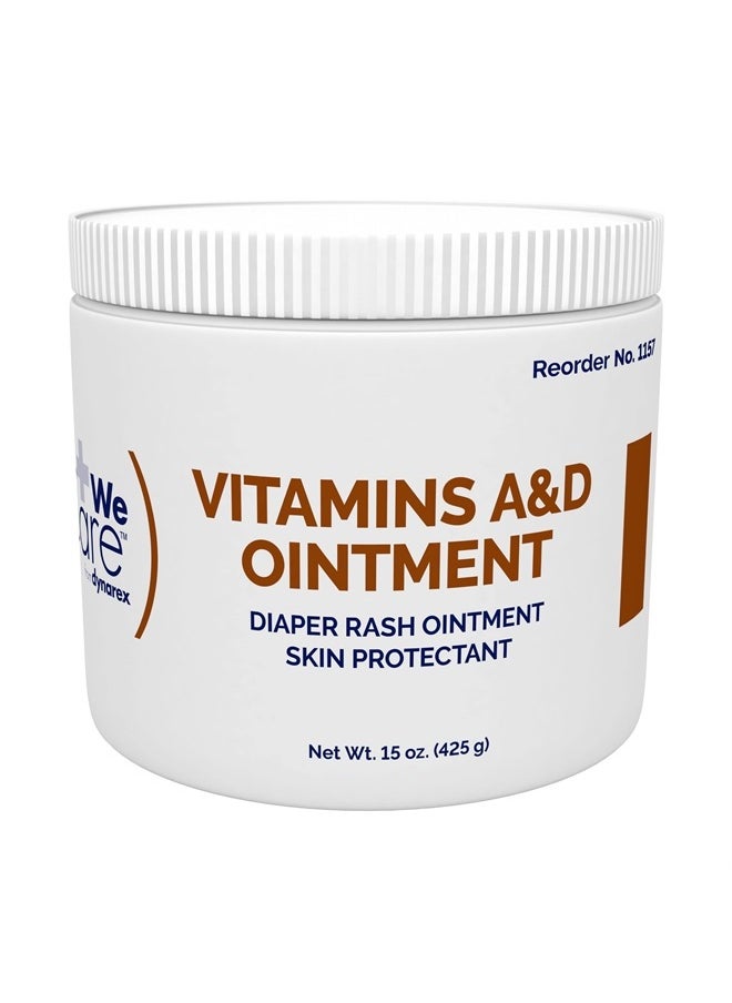 Dynarex Vitamins A & D Ointment, Ointment with Vitamin A and Vitamin D Skin Protectant, for Diaper Rash and Discomfort, White, 15 oz Jar  - Image 1