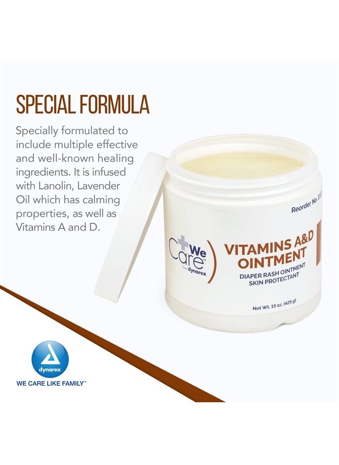 Dynarex Vitamins A & D Ointment, Ointment with Vitamin A and Vitamin D Skin Protectant, for Diaper Rash and Discomfort, White, 15 oz Jar  - Image 3