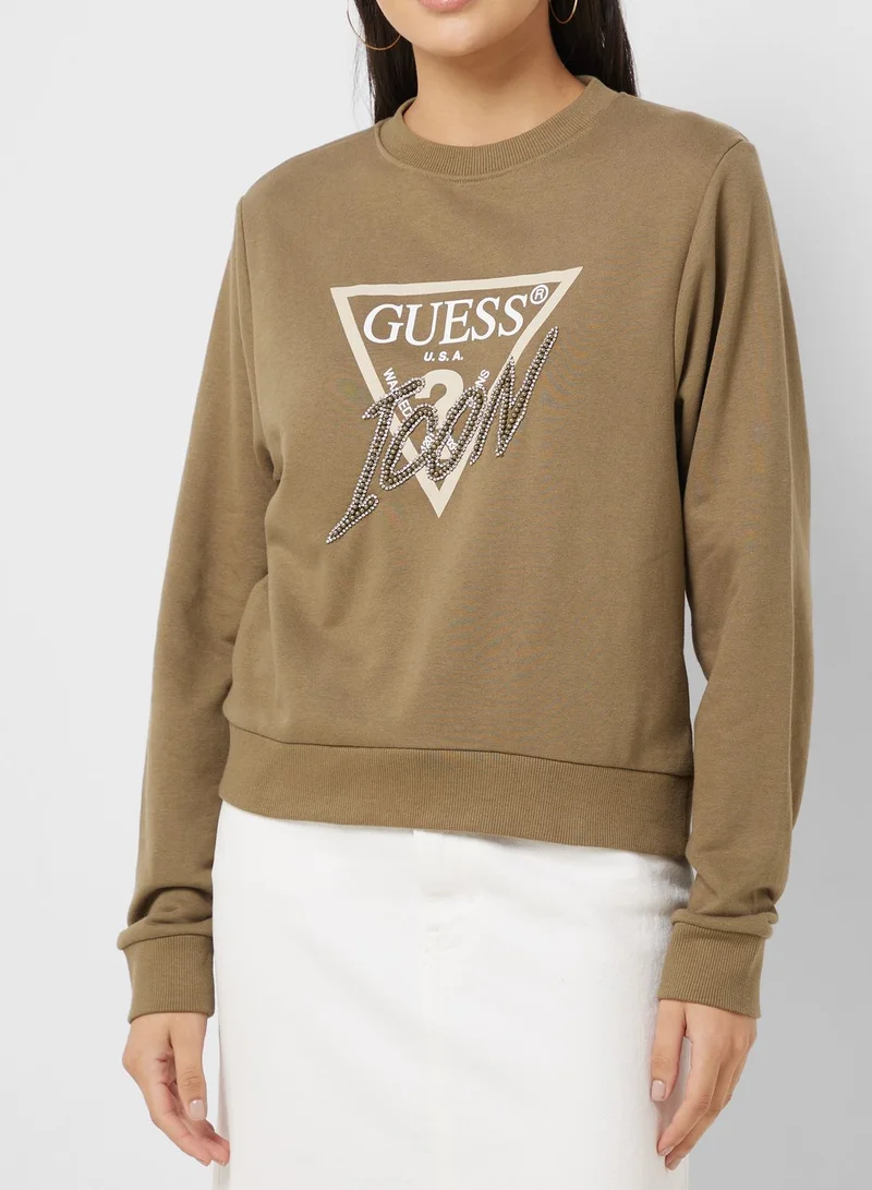 GUESS Crew Neck Graphic Sweatshirt