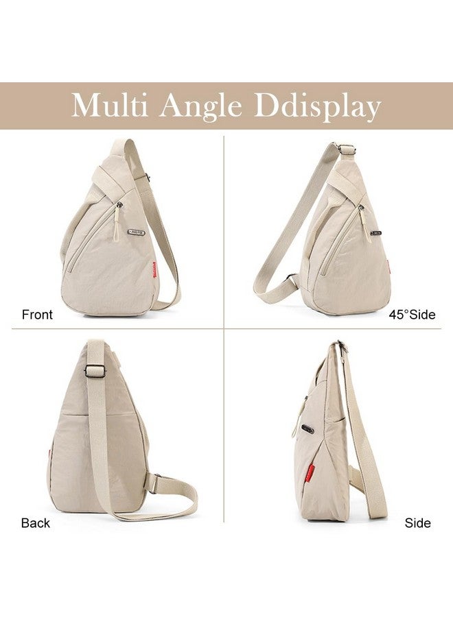 PALAY¬Æ Chest Bag for Women Men Fashion Nylon Lightweight Shoulder Bag Front Back Sling Shoulder Bag Zipper Pouch Day Bag with Handle Casual Beige Chest Bag for Hiking, Work - Image 5