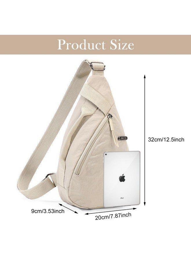 PALAY¬Æ Chest Bag for Women Men Fashion Nylon Lightweight Shoulder Bag Front Back Sling Shoulder Bag Zipper Pouch Day Bag with Handle Casual Beige Chest Bag for Hiking, Work - Image 2