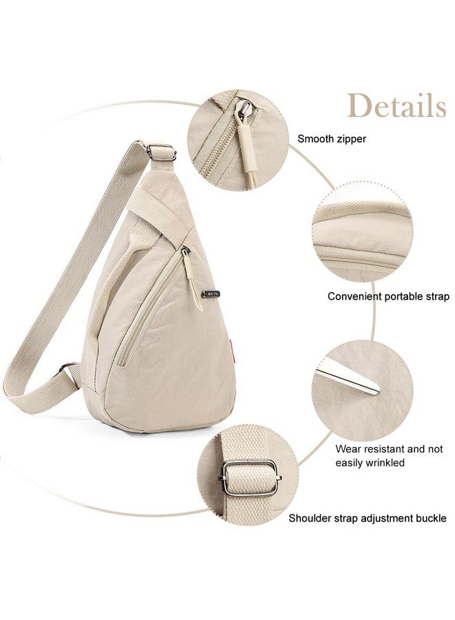 PALAY¬Æ Chest Bag for Women Men Fashion Nylon Lightweight Shoulder Bag Front Back Sling Shoulder Bag Zipper Pouch Day Bag with Handle Casual Beige Chest Bag for Hiking, Work - Image 3
