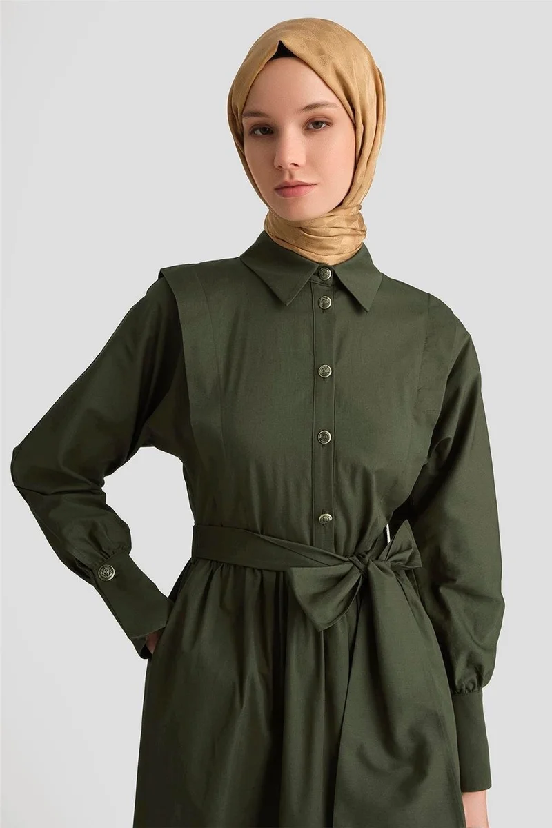 ARMINE Shoulder Aller Cotton Dress 25Y9002 Khaki