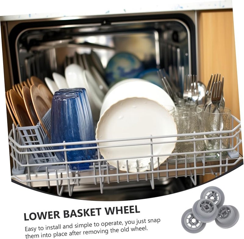 Mikikit 4 قطع عجلات رف غسالة الصحون السفلي قطع غيار بلاستيكية بديلة سهلة التركيب - Image 3