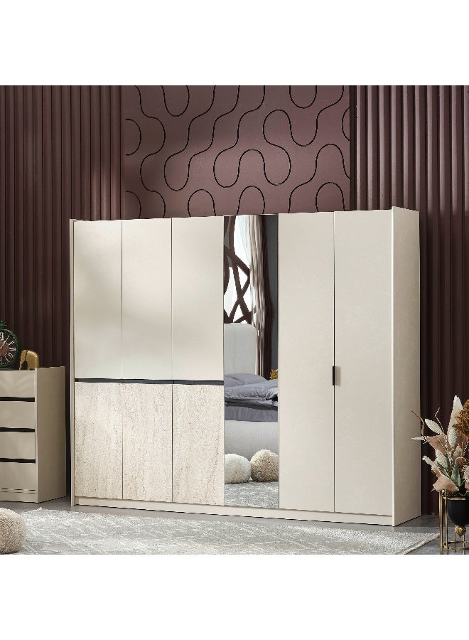 Home Box Melbourne 6-Door Wardrobe with Mirror  - Image 2