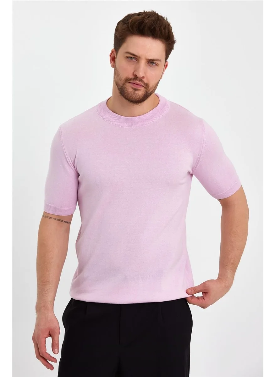 Cool Tarz Cool Style Pink Men's Half Turtleneck Plain Knitwear T-SHIRT-TRZ19129R11S