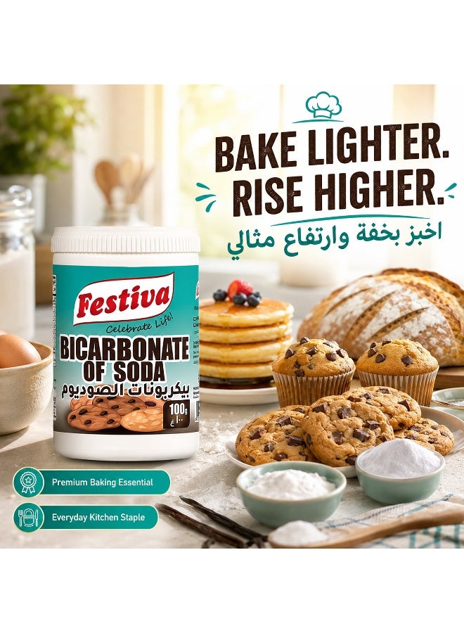 Festiva Baking Soda 100g - Multi Purpose Baking Ingredient for Cakes, Cookies, Bread and Cooking Recipes - Fine Baking Soda - Image 2