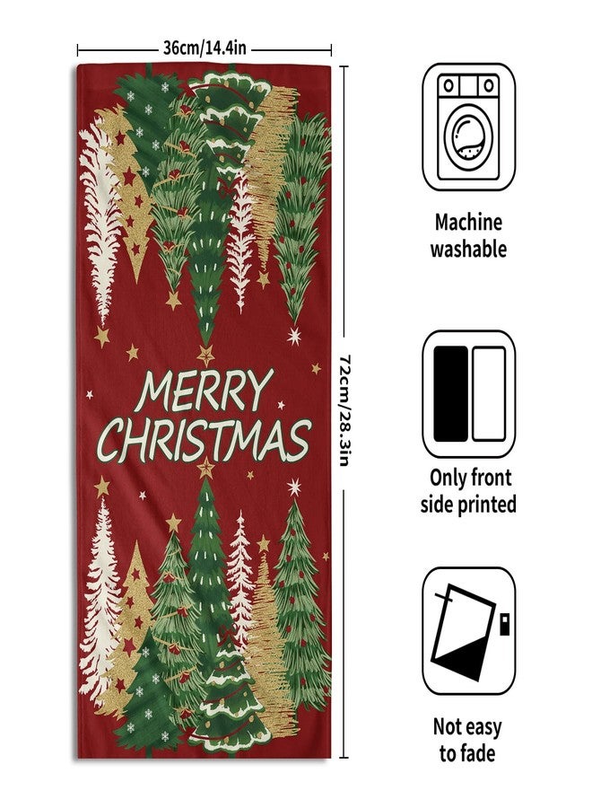 Aytipun Merry Christmas Hand Towels for Bathroom Set of 2 Dark Red Xmas Tree Winter Pattern Print Holiday Theme Decorative Handtowels Soft Absorbent Bath Towel for Home Guest Room Hotel Gym Spa - Image 2