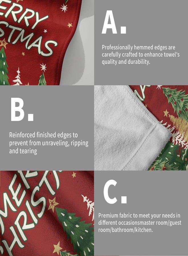 Aytipun Merry Christmas Hand Towels for Bathroom Set of 2 Dark Red Xmas Tree Winter Pattern Print Holiday Theme Decorative Handtowels Soft Absorbent Bath Towel for Home Guest Room Hotel Gym Spa - Image 5
