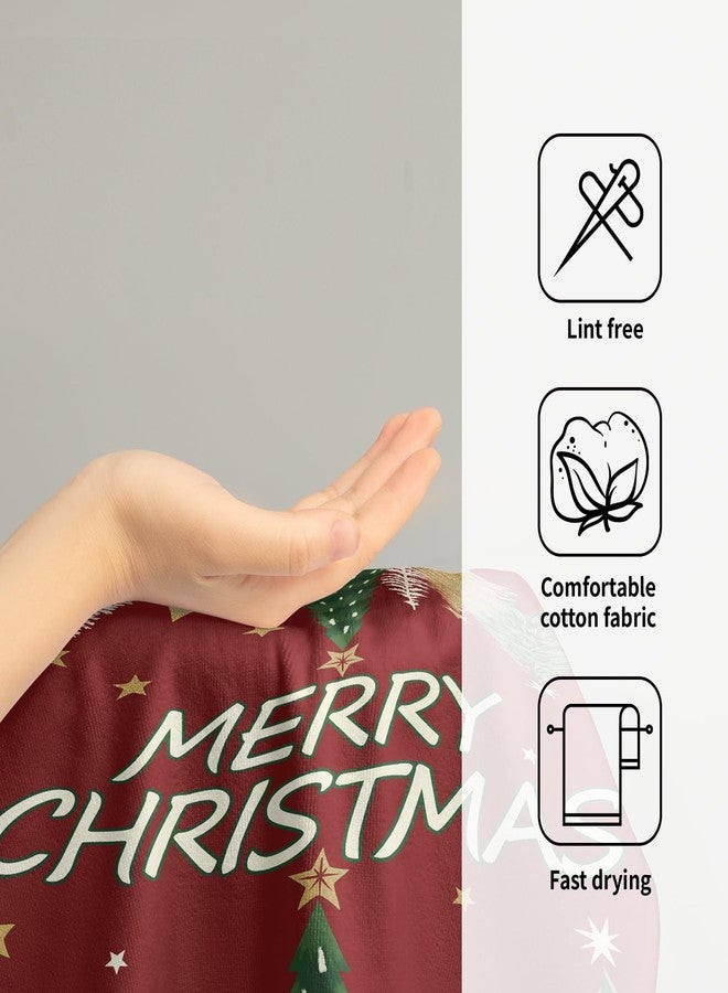 Aytipun Merry Christmas Hand Towels for Bathroom Set of 2 Dark Red Xmas Tree Winter Pattern Print Holiday Theme Decorative Handtowels Soft Absorbent Bath Towel for Home Guest Room Hotel Gym Spa - Image 4