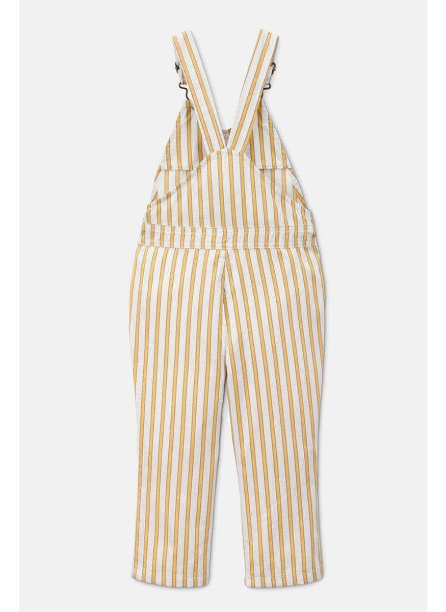 Tchibo Kids Girl Sleeveless Stripe Jumpsuit, White and Yellow  - Image 2