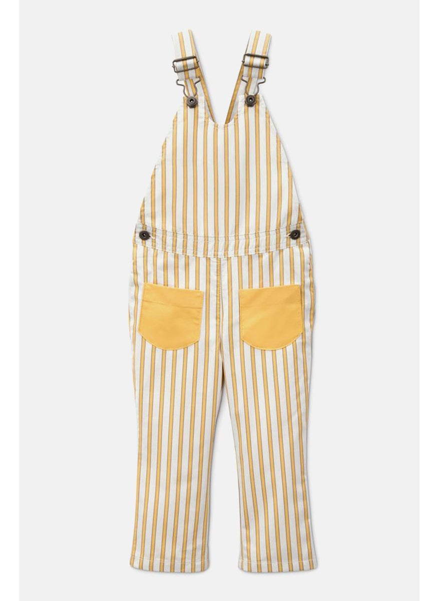 Tchibo Kids Girl Sleeveless Stripe Jumpsuit, White and Yellow  - Image 3