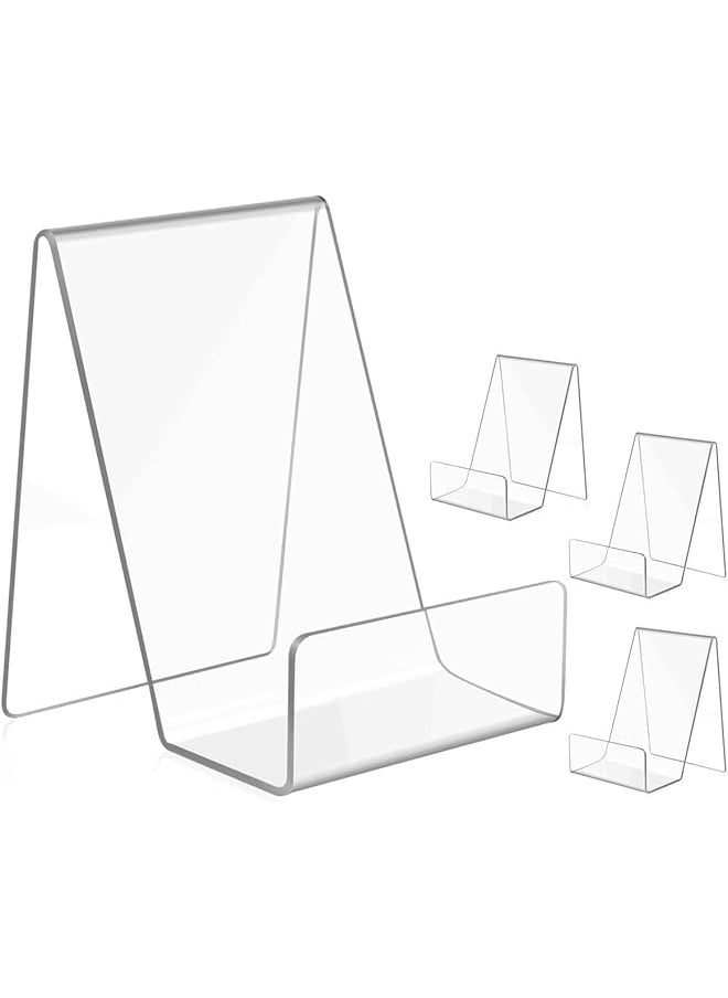 The Bros 4 Pack Acrylic Book Stands for Display, Clear Book Holder Display Stand, 4inch Small Easel Picture Stands for Display, Acrylic Display Stands for Photo, Postcard, Magazine  - Image 1
