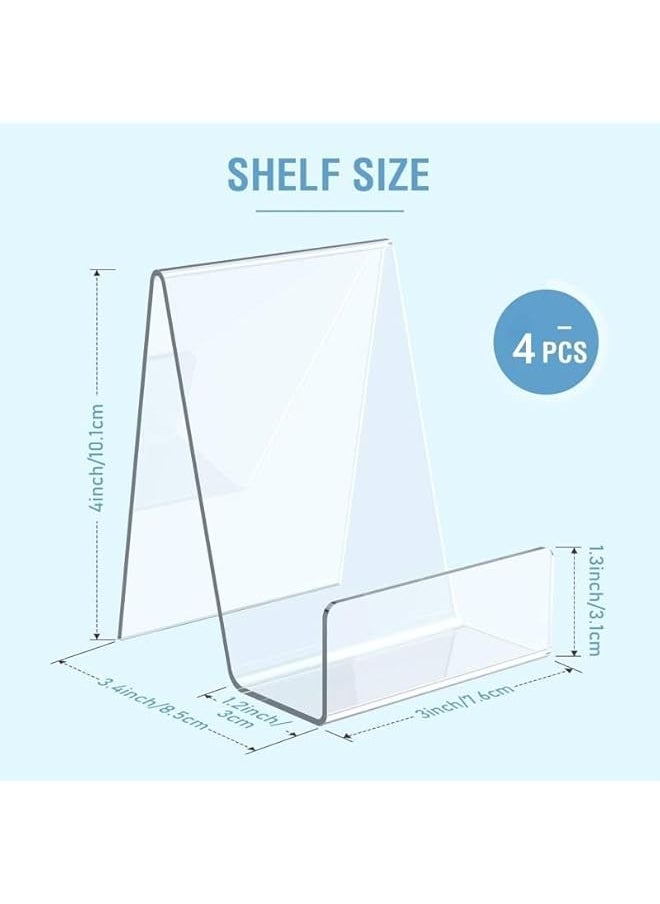 The Bros 4 Pack Acrylic Book Stands for Display, Clear Book Holder Display Stand, 4inch Small Easel Picture Stands for Display, Acrylic Display Stands for Photo, Postcard, Magazine  - Image 2