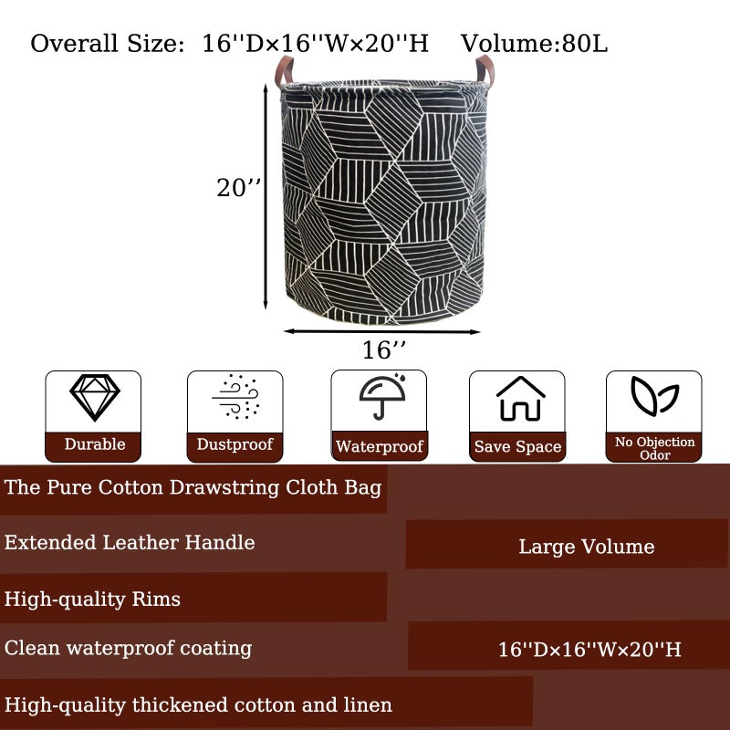 TeLUVHome Waterproof Laundry Hamper Collapsible Laundry Basket Leather Handle Laundry Bag Large Clothes Storage Toy Organization for Bathroom Bedroom Laundryroom College Dorms (92-Satisfied laundry hampers) - Image 2