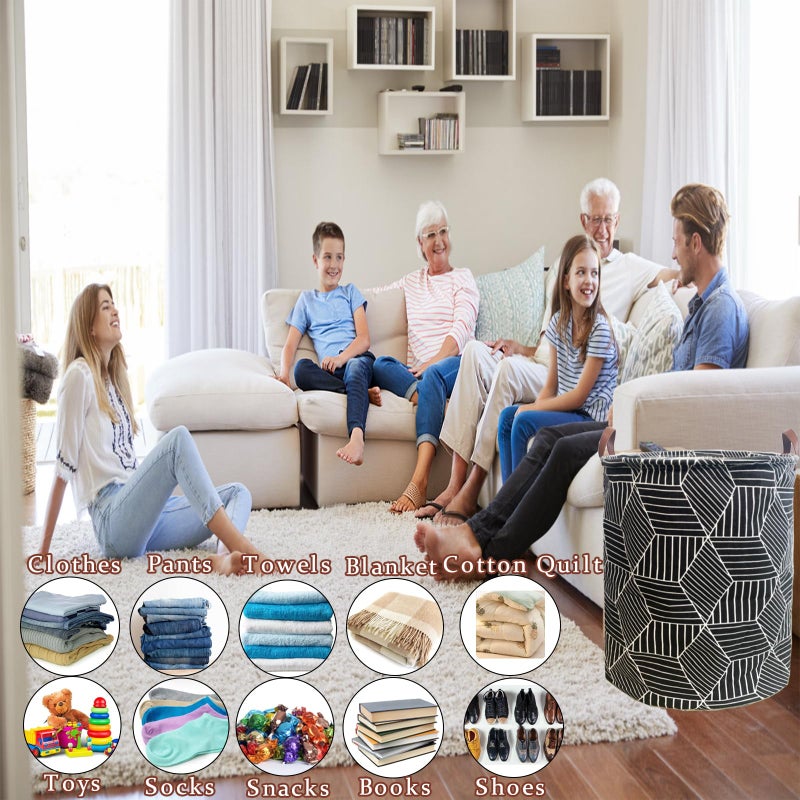 TeLUVHome Waterproof Laundry Hamper Collapsible Laundry Basket Leather Handle Laundry Bag Large Clothes Storage Toy Organization for Bathroom Bedroom Laundryroom College Dorms (92-Satisfied laundry hampers) - Image 5