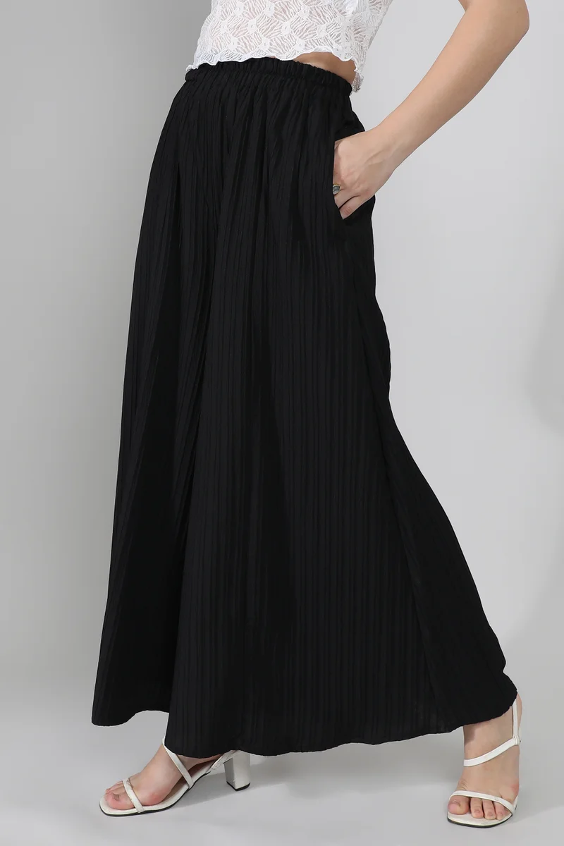 Pinacolada  Women's Midnight Black Striped Piping Flared Trousers for Women | Best Price UAE