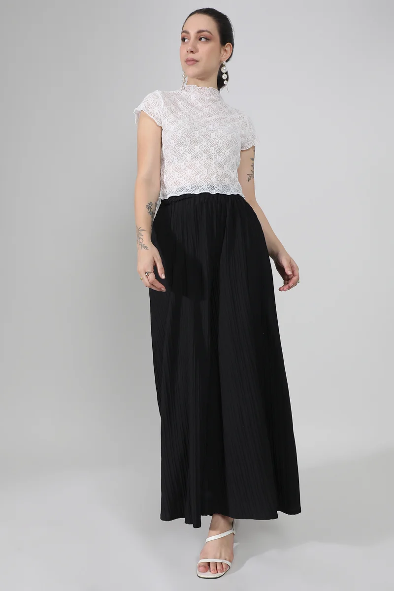 Pinacolada  Women's Midnight Black Striped Piping Flared Trousers for Women | Best Price UAE