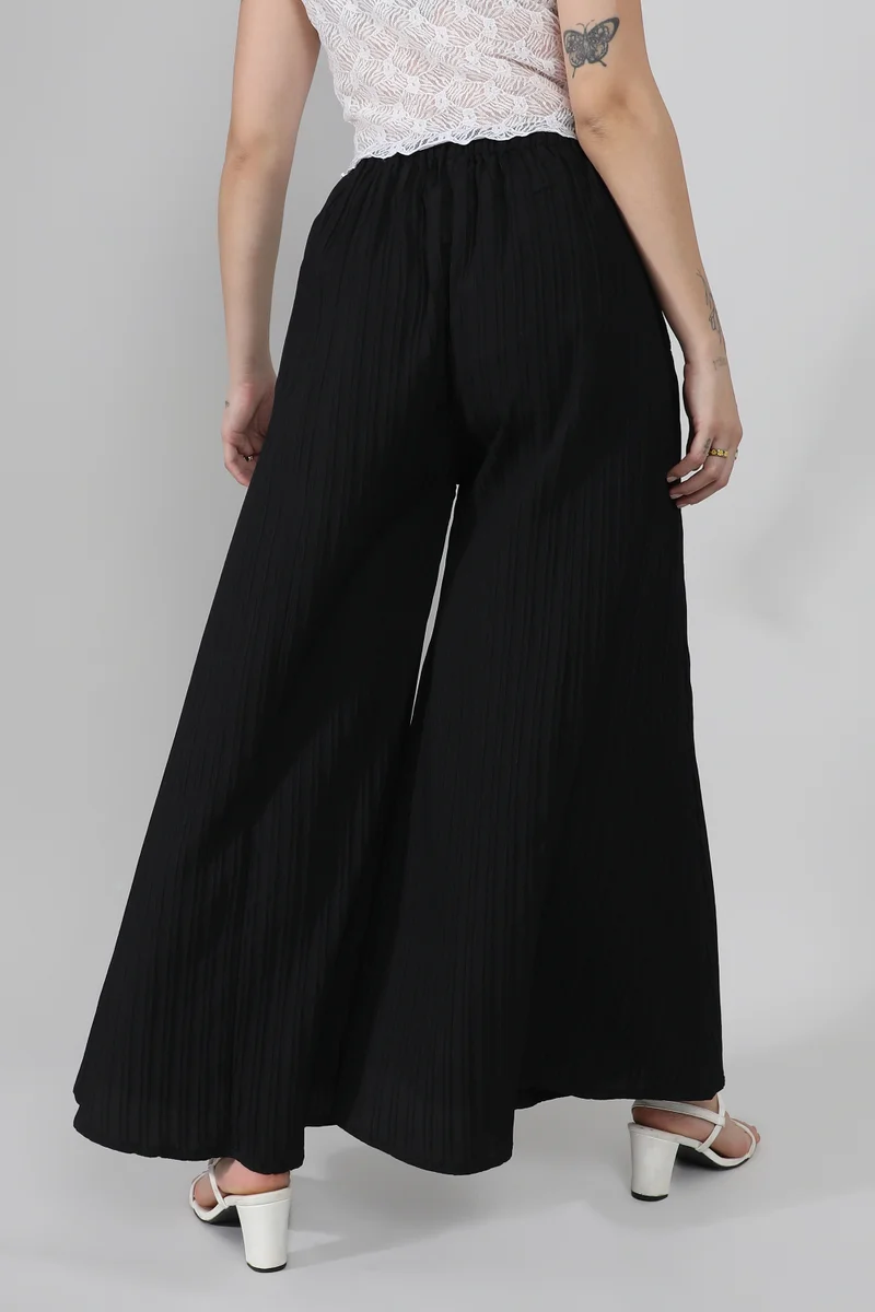 Pinacolada  Women's Midnight Black Striped Piping Flared Trousers for Women | Best Price UAE