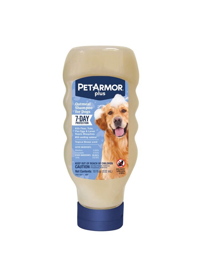 PetArmor - Plus Flea And Tick Shampoo For Dogs, Oatmeal Flea Shampoo Kills Fleas, Ticks, And More, Tropical Breeze Scent, 18Oz - Image 1