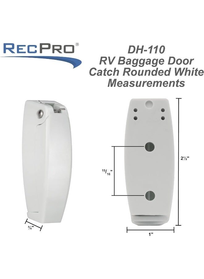 RecPro RV White Rounded Baggage Door Catch Compartment Clips Latch | Camper Trailer Motor Home (5 Pack) - Image 5