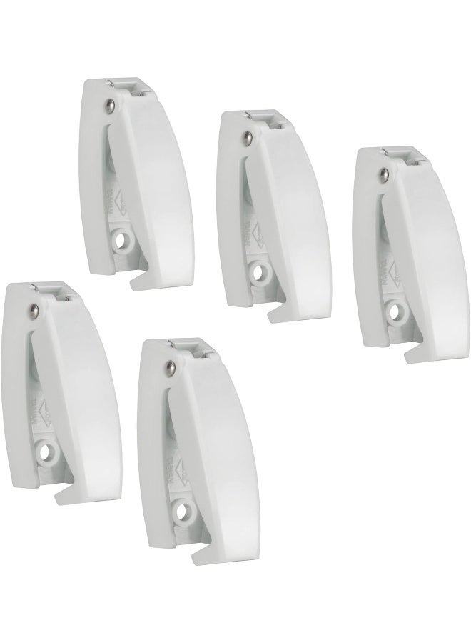RecPro RV White Rounded Baggage Door Catch Compartment Clips Latch | Camper Trailer Motor Home (5 Pack) - Image 1