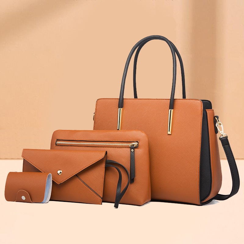 Women'S Bags Trendy Women'S Bags Fashion Color-Blocking Four-Piece Set Mother-Daughter Bags Fresh Crossbody Shoulder Bag Handbag - Image 2