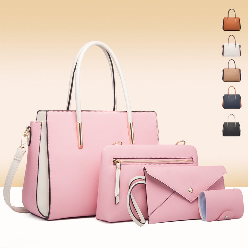Women'S Bags Trendy Women'S Bags Fashion Color-Blocking Four-Piece Set Mother-Daughter Bags Fresh Crossbody Shoulder Bag Handbag - Image 3