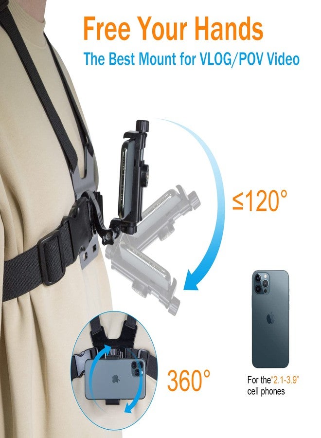 Haoyou Mobile Phone Chest Strap Harness/Head Strap Holder kit for VLOG/POV Perfect View Angle,Compatible with iPhone,Samsung,Google and GoPro Hero 11/10/9/8/7 AKASO,DJI Osmo Action Camera - Image 2