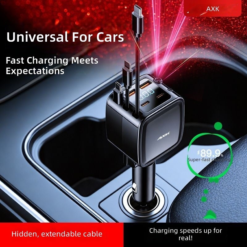 AXK Car Fast Charger for Mobile Phones, Retractable & Universal Compatible with Apple and Android - Image 5