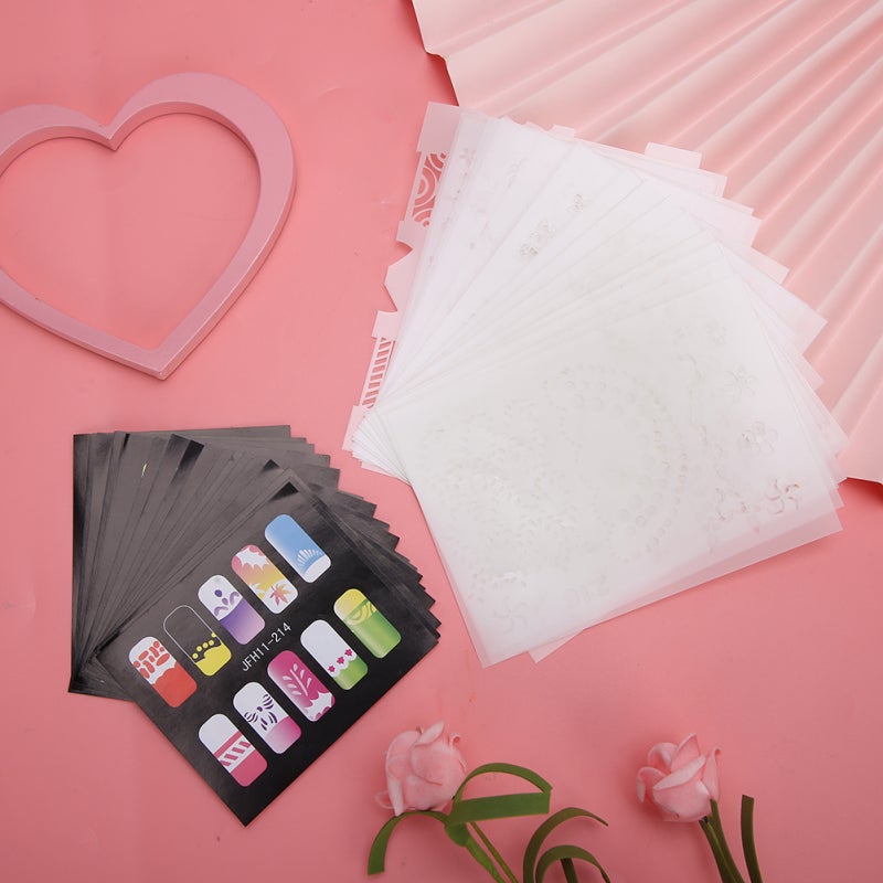 Nail Art Stencils 20Pcs Reusable Scrubbable Vivid Image Diy Nail Art Tool for Home Manicure - Non-Toxic Fast Efficiency Beginner Friendly Nail Templates for Nail Salon Use - Image 3
