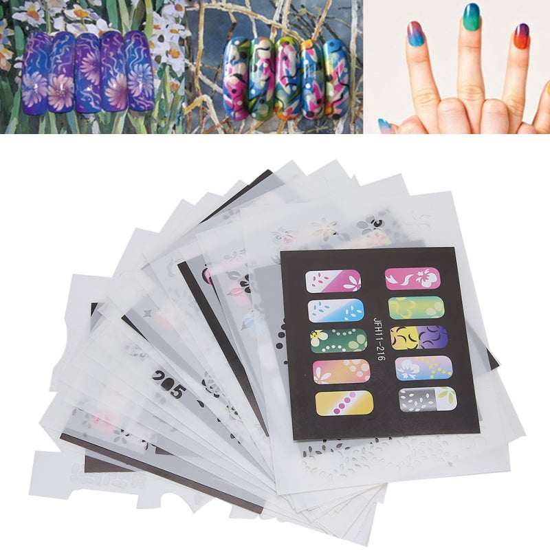 Nail Art Stencils 20Pcs Reusable Scrubbable Vivid Image Diy Nail Art Tool for Home Manicure - Non-Toxic Fast Efficiency Beginner Friendly Nail Templates for Nail Salon Use - Image 5