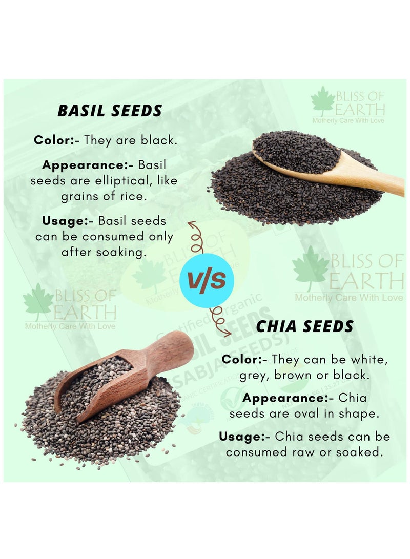 BLISS OF EARTH Basil Seeds Organic Sabja Seeds, Tukmaria Seeds Fibre & Omega-3 Rich Good for weight loss, Hydration Tiny PowerHouse Seeds 3x500gm - Image 3