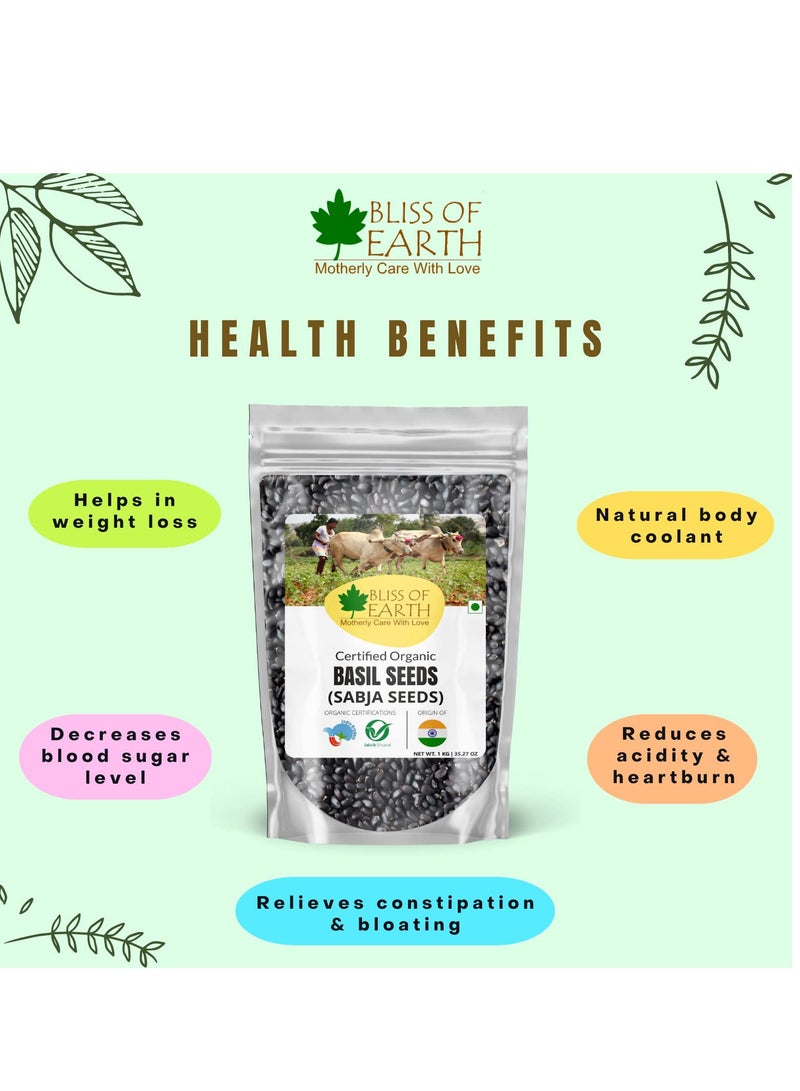 BLISS OF EARTH Basil Seeds Organic Sabja Seeds, Tukmaria Seeds Fibre & Omega-3 Rich Good for weight loss, Hydration Tiny PowerHouse Seeds 3x500gm - Image 2