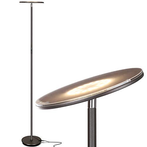 Brightech Sky LED Floor lamp, Torchiere Super Bright Floor Lamp for Living Rooms & Offices - Dimmable, Tall Standing Lamp for Bedroom Reading - Bronze - Image 1